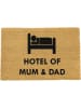 Artsy Kokosvezel deurmat "Hotel of Mum & Dad" lichtbruin - (L)60 x (B)40 cm
