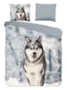 Good Morning Komplet pościeli flanelowej "Husky" w kolorze szarym