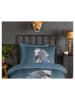 Good Morning Flanellen beddengoedset "Star" donkerblauw