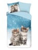 Good Morning Flanellen beddengoedset "Family" blauw