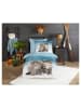 Good Morning Flanellen beddengoedset "Family" blauw