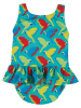 Frugi Strój kąpielowy "Newlyn Nappy" w kolorze turkusowym ze wzorem
