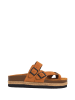 Moosefield Leren teenslippers lichtbruin