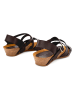 CLKA Skórzane sandały w kolorze brązowym na koturnie