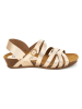 CLKA Skórzane sandały w kolorze złotym na koturnie