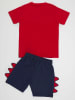 Denokids 2-delige outfit "Cool Dino" rood/donkerblauw