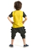 Denokids 2-delige outfit "Dino" geel/antraciet