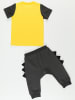 Denokids 2-delige outfit "Dino" geel/antraciet