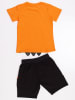 Denokids 2-delige outfit "Whatsup Monster" oranje/zwart