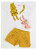 Denokids 2-delige outfit "Funny Cats" wit/limoengroen