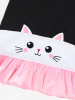 Denokids Sukienka "Cat" w kolorze czarno-biało-jasnoróżowym