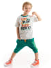 Denokids 2-delige outfit "Eat&Play" grijs/groen