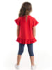 Denokids 2-delige outfit "Kitty" rood/donkerblauw