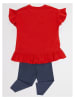 Denokids 2-delige outfit "Kitty" rood/donkerblauw