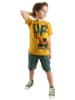 Denokids 2-delige outfit "Up" geel/kaki