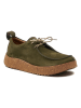 Comfortfusse Leder-Schnürschuhe in Oliv