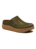 Comfortfusse Leder-Clogs in Oliv