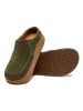 Comfortfusse Leder-Clogs in Oliv