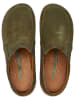 Comfortfusse Leren clogs kaki
