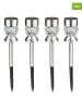 Garden Hero 4er-Set: LED-Solar-Gartenstecker in Silber - (H)36 x Ø 7 cm