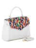 Anna Morellini Leder-Henkeltasche "Anna" in Weiß/ Bunt - (B)30 x (H)20 x (T)9 cm