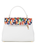 Anna Morellini Leder-Henkeltasche "Anna" in Weiß/ Bunt - (B)30 x (H)20 x (T)9 cm