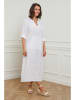 Curvy Lady Leinen-Kleid in Weiß