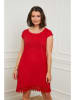 Curvy Lady Lniana sukienka w kolorze czerwonym
