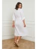 Curvy Lady Leinen-Kleid in Weiß