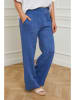 Curvy Lady Lniane spodnie "Valencia" w kolorze niebieskim
