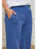 Curvy Lady Lniane spodnie "Valencia" w kolorze niebieskim