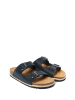 Mandel Leren slippers zwart