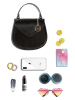 Mia Tomazzi Leder-Henkeltasche in Schwarz - (B)21 x (H)18 x (T)6 cm