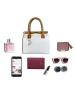 Lia Biassoni Leder-Henkeltasche "Angitola" in Weiß - (B)38 x (H)28 x (T)15 cm