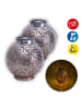 näve 2-delige set: decoratieve ledsolarlampen zilverkleurig - (H)19,5 cm