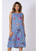 La Fabrique du Lin Lniana sukienka "Calvi" w kolorze niebieskim ze wzorem