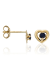 L'OR by Diamanta Gouden oorstekers "Cœur précieux saphir" met saffier