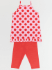 Denokids 2-delige outfit "Red Dotted" lichtroze/rood