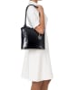 Lia Biassoni Leren schoudertas zwart - (B)28 x (H)55 x (D)9 cm