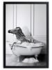 Folkifreckles Ingelijste kunstdruk "Zebra Bath" - (B)30 x (H)40 cm