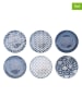 Ard'time 6-delige set: dessertborden "Majorelle" wit/blauw - Ø 21 cm