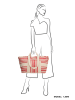 PE FLORENCE Strandtas crème/rood - (B)55 x (H)38 x (D)15 cm