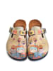 Calceo Clogs in Beige/ Bunt