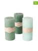 Boltze 3er-Set: Stumpenkerzen "Basic" in Grün/ Hellblau - 3x 451 g