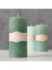 Boltze 3-delige set: stompkaarsen groen/turquoise - 2x 451 g