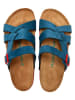Comfortfusse Leren slippers blauw/rood
