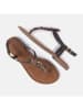 Lazamani Leren teenslippers bruin
