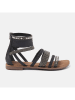 Lazamani Skórzane sandały w kolorze czarno-srebrnym