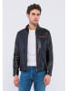 Basics & More Leren jas zwart