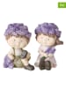 Boltze Dekoracyjne figurki (2 szt.) "Lavendie" ze wzorem - wys. 12 cm